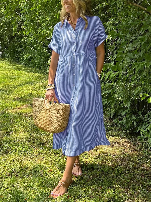 Emma Women's Striped Cotton Shirt Dress 1
