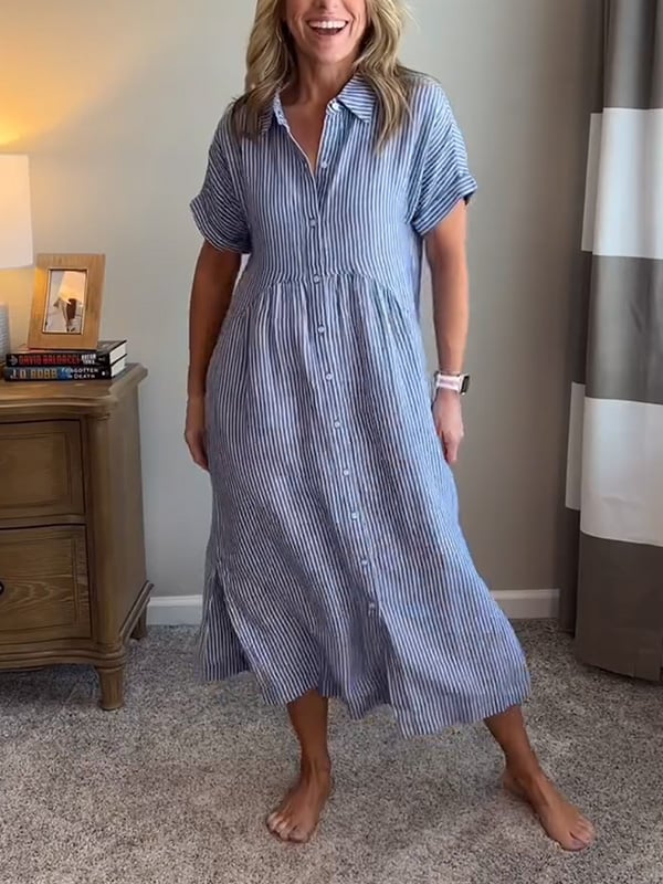 Emma Women's Striped Cotton Shirt Dress 11