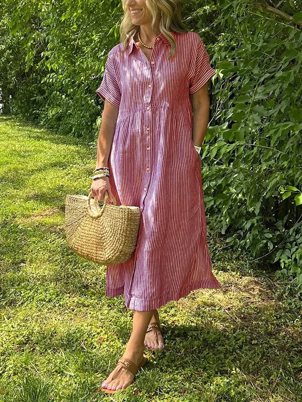 Emma Women's Striped Cotton Shirt Dress 4