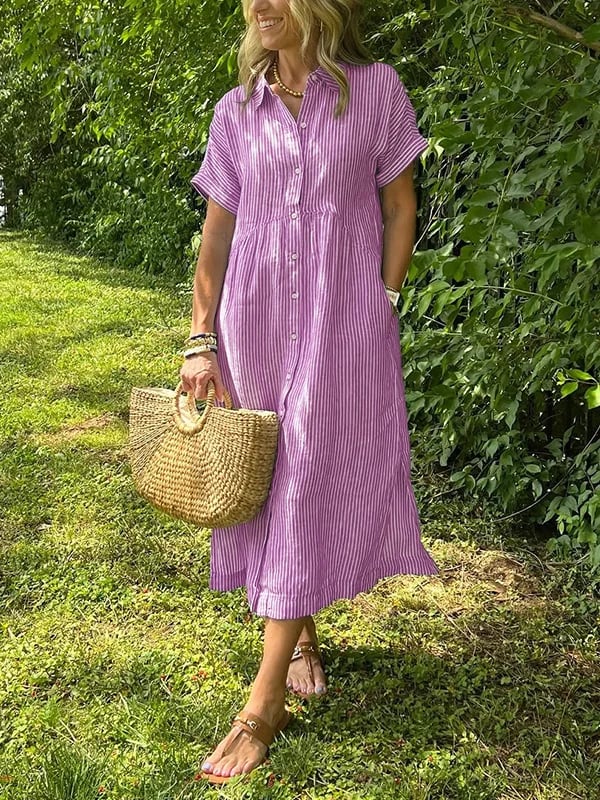 Emma Women's Striped Cotton Shirt Dress 6