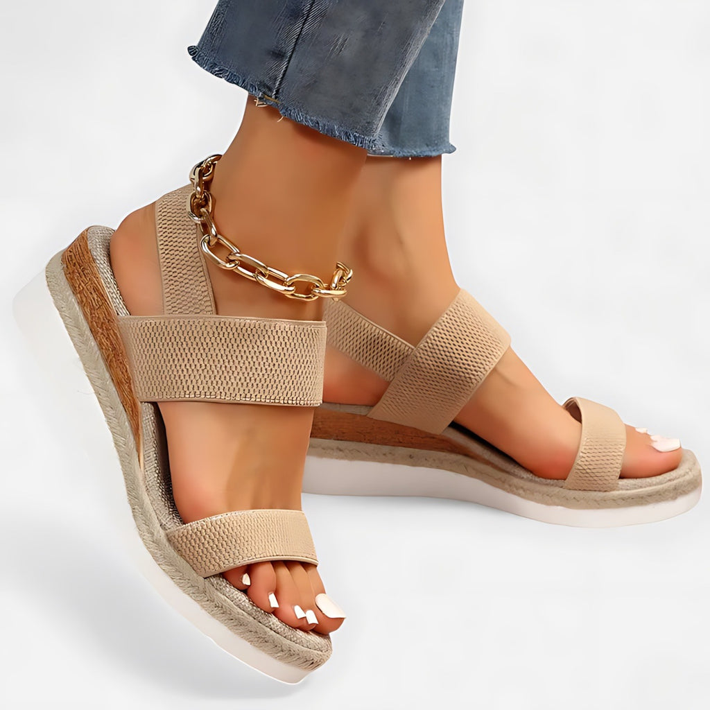 Espadrille Wedge Platform Sandals - Brown