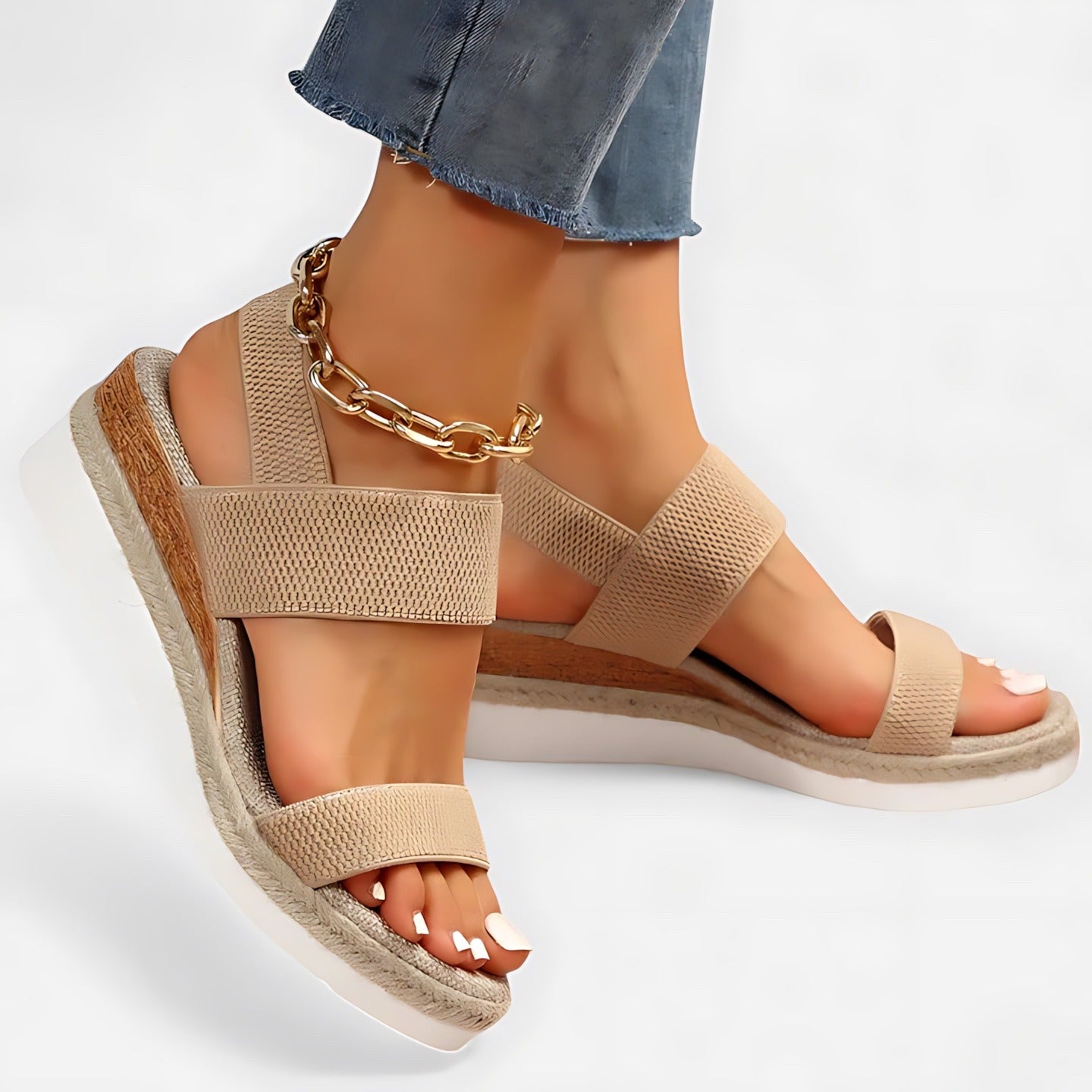 Espadrille Wedge Platform Sandals - Brown