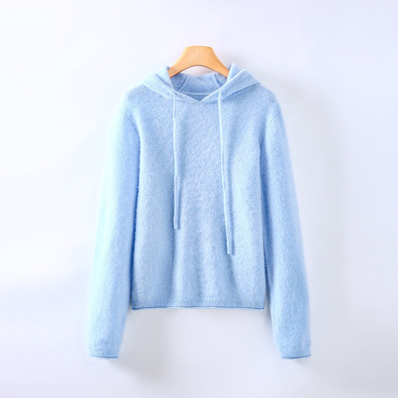 Women's Brushed Cropped Hoodie - Sky Blue
