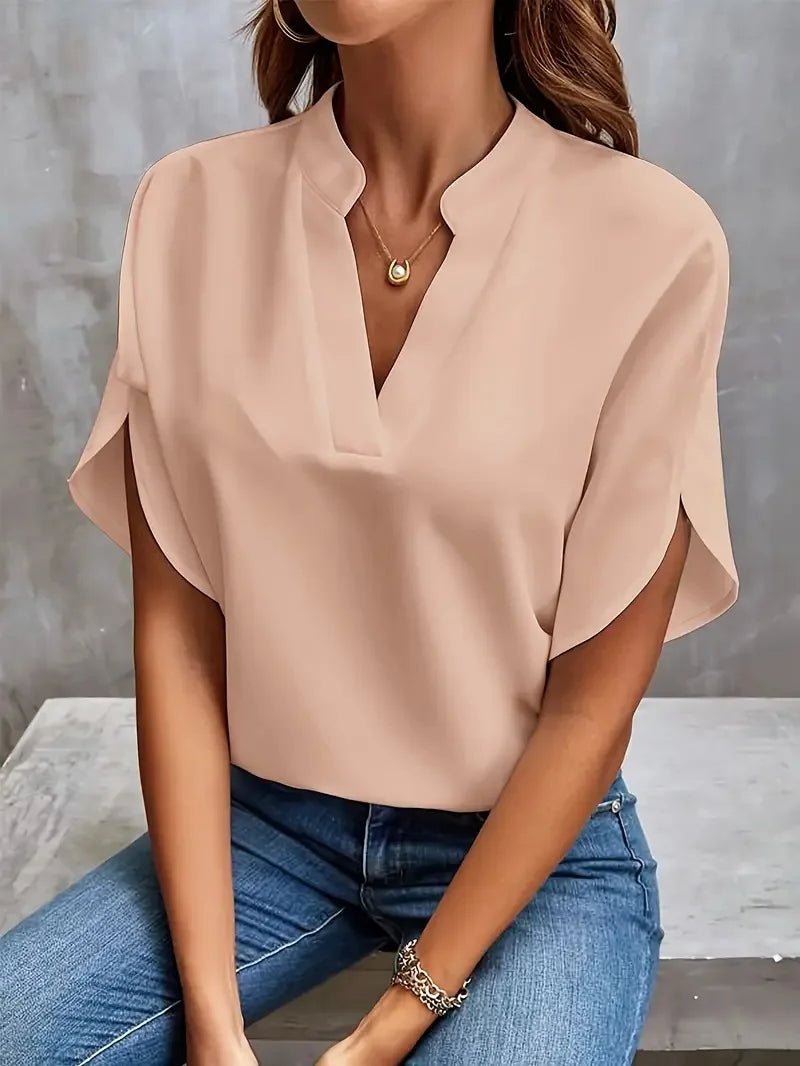 Women's Chiffon V-Neck Blouse - Pink