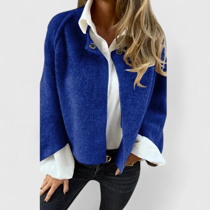 Women's Cropped Wool Jacket - Blue
