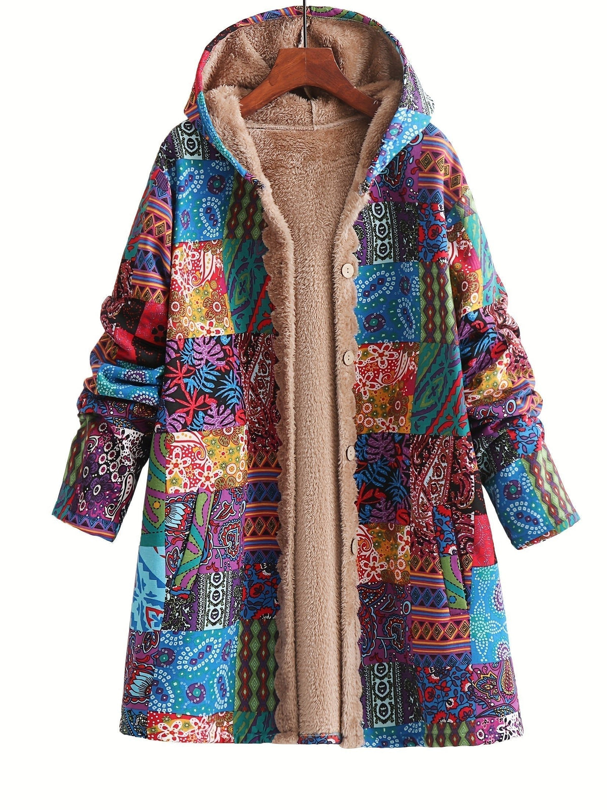 Women's Hooded Longline Wool Coat - Blue