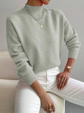 Women's Oversized Mock Neck Sweater - Light Green