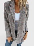 Women's Oversized Plaid Blazer - Brown