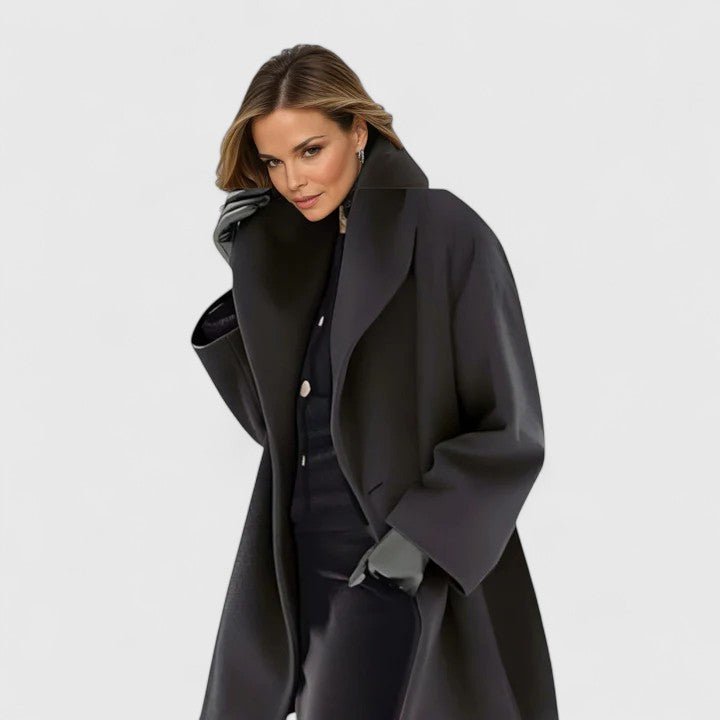 Women's Oversized Wool Coat - Black