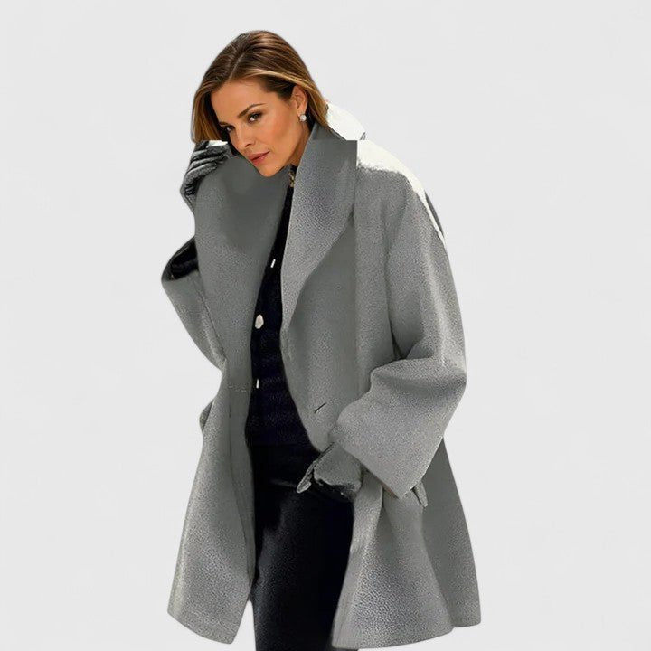 Women's Oversized Wool Coat - Gray