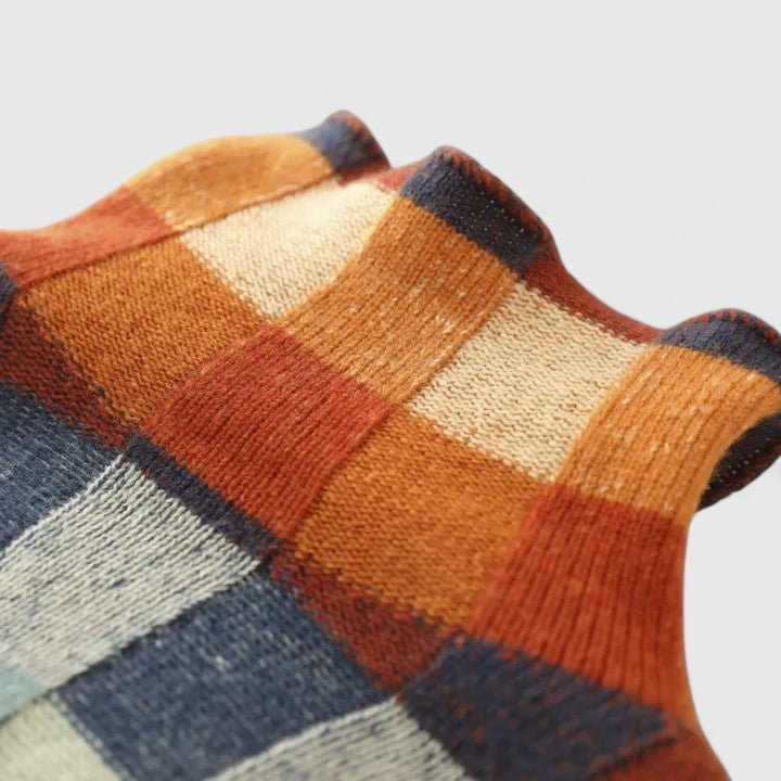 Women's Plaid Wool Turtleneck Sweater