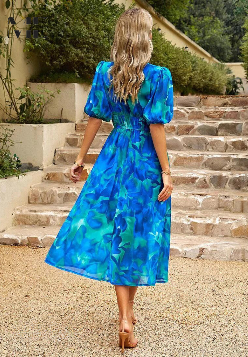 Evie Women's Floral V Neck Midi Dress 6