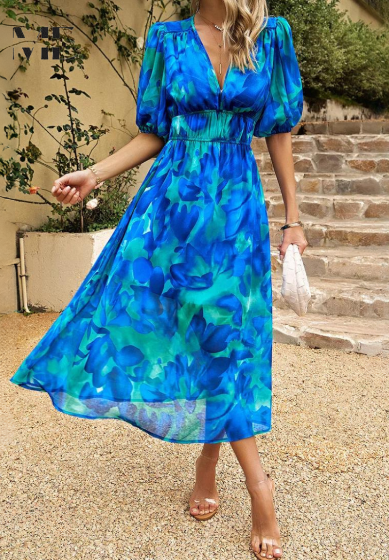 Evie Women's Floral V Neck Midi Dress 8