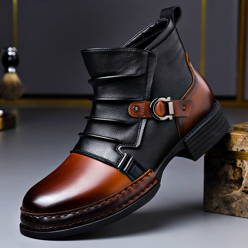 Felix Men's Leather Buckle Strap Ankle Boots 1