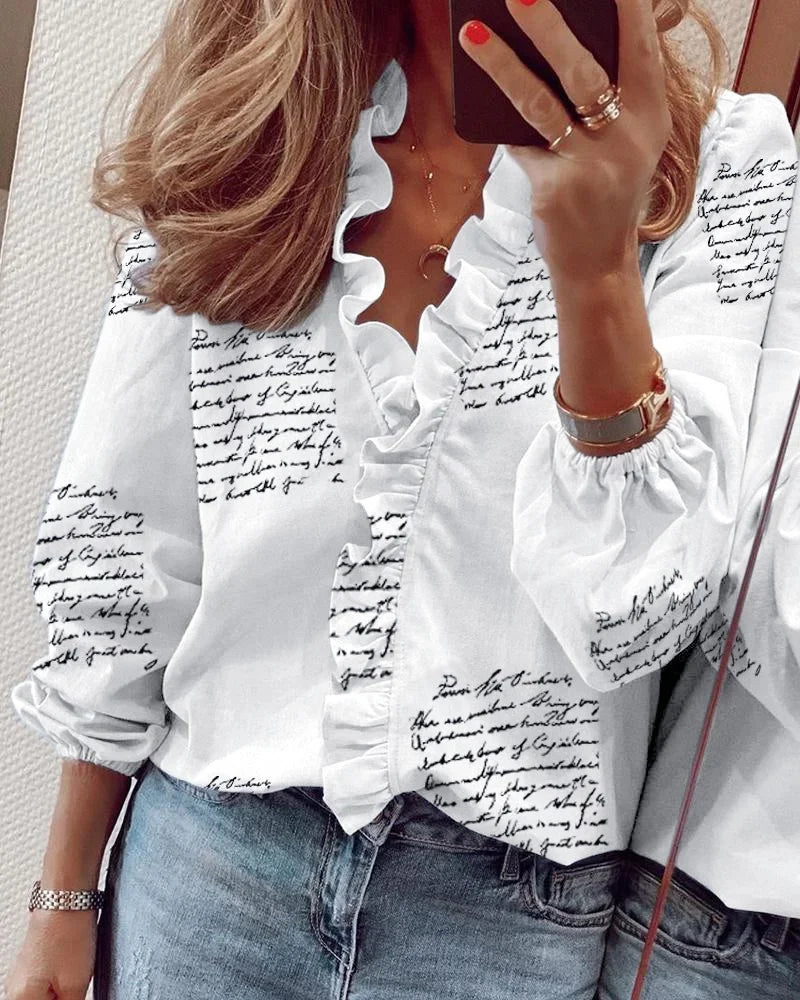 Fiona Women's Ruffle V-Neck Blouse 6