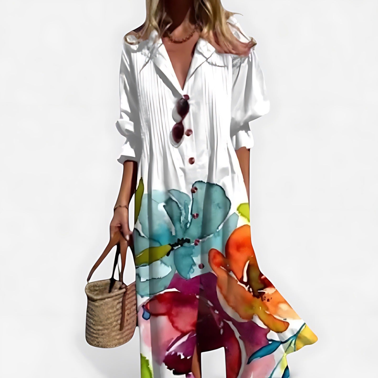 Floral Shirt Maxi Dress