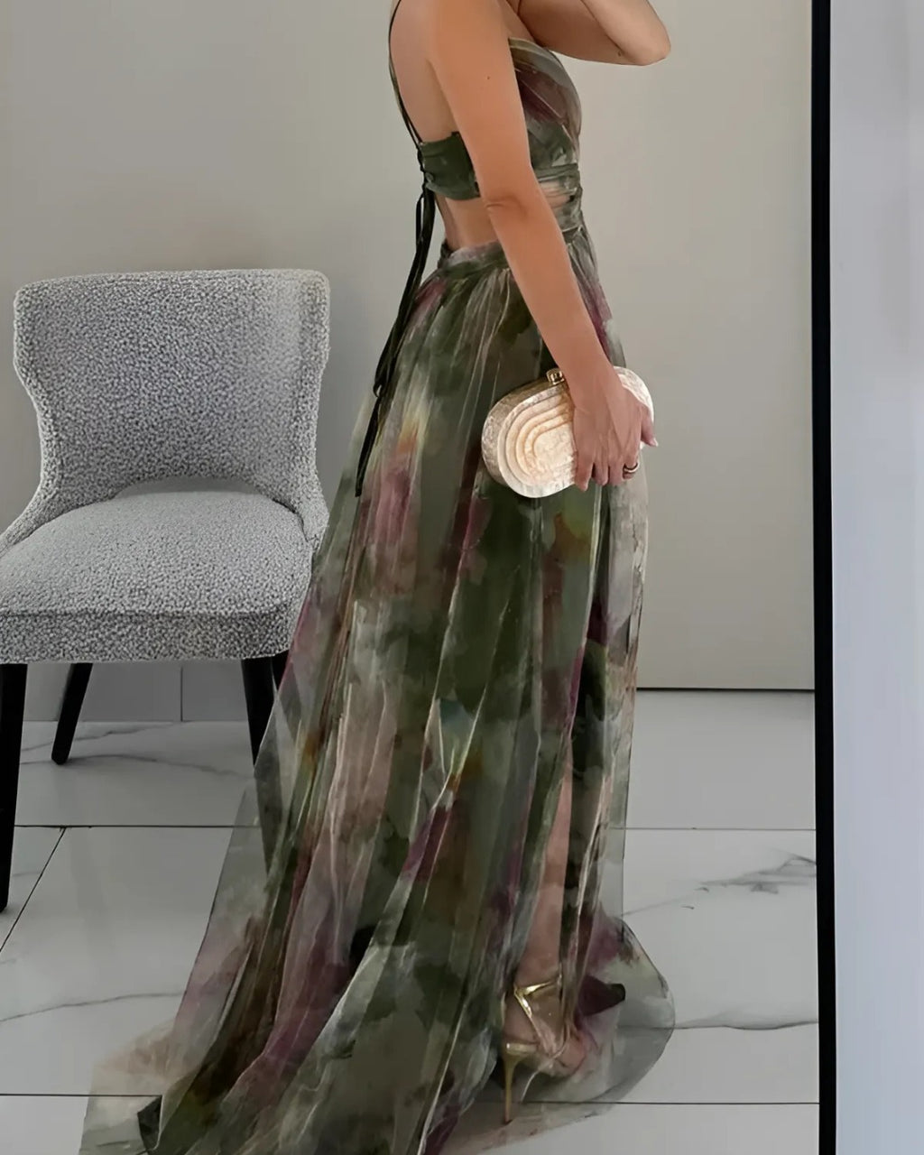 Floral Tulle Maxi Dress