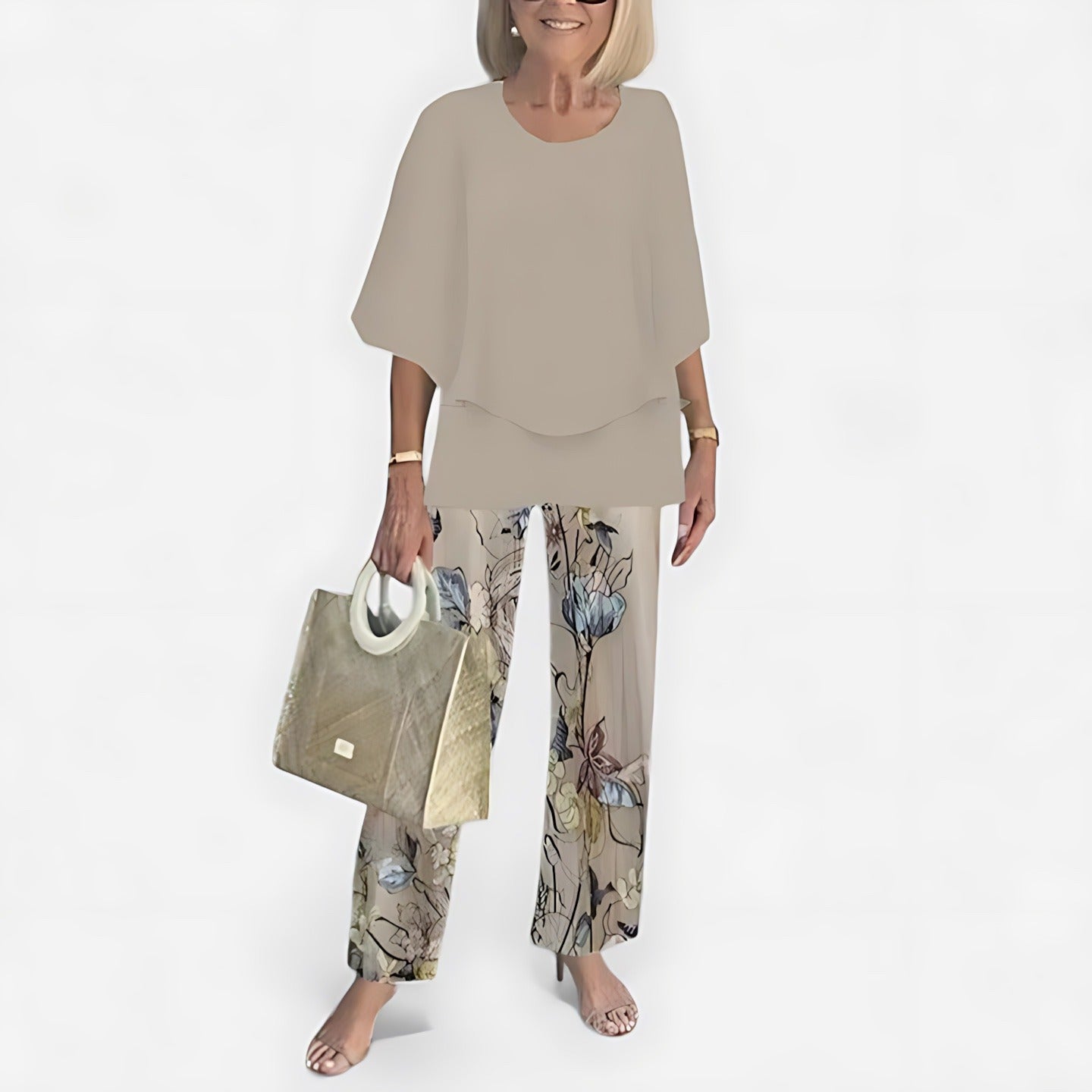 Floral Wide Leg Pants Two Piece Set - 04