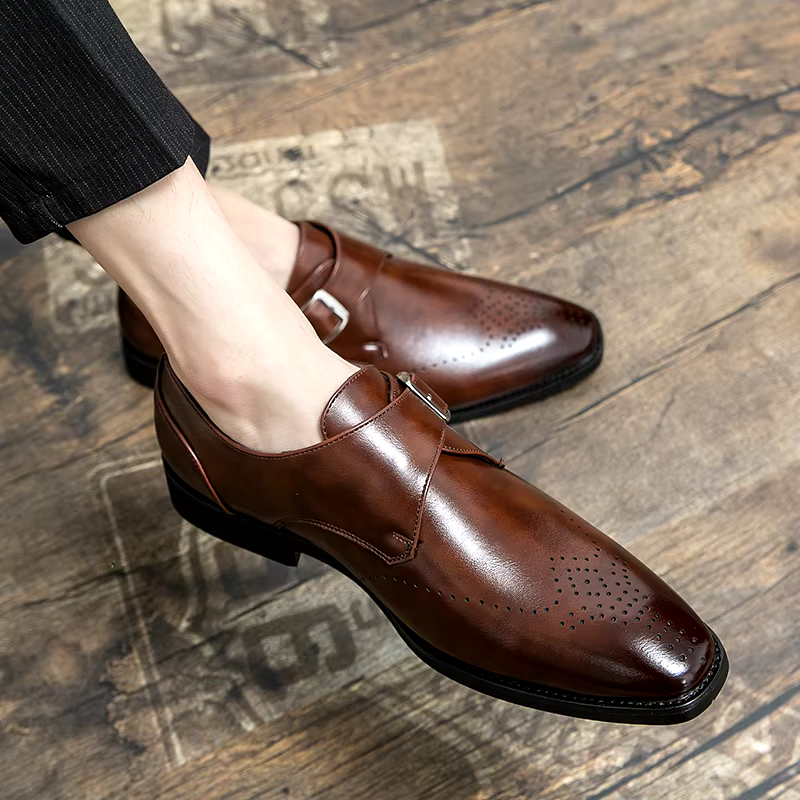 George Men's Leather Monk Strap Shoes 3