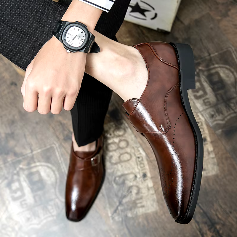 George Men's Leather Monk Strap Shoes 5