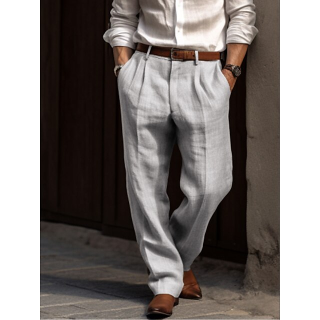 George Men's Linen Pleated Trousers 1