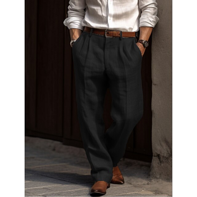 George Men's Linen Pleated Trousers 3