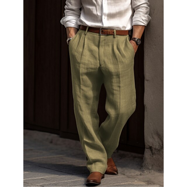 George Men's Linen Pleated Trousers 4