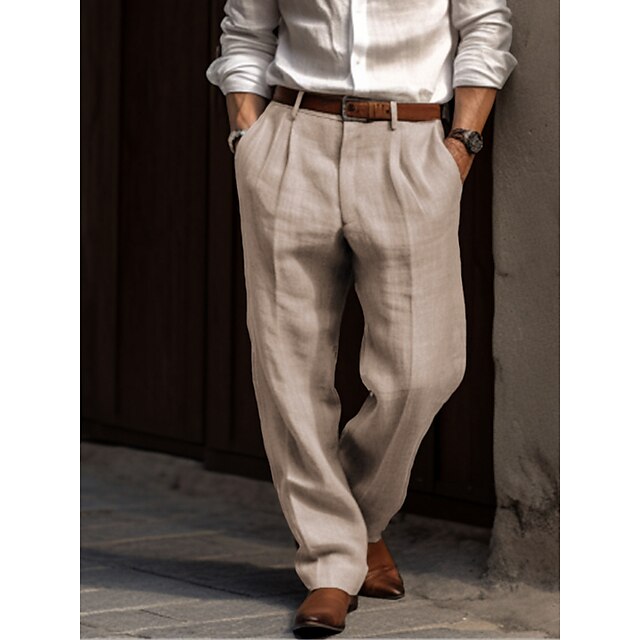 George Men's Linen Pleated Trousers 5