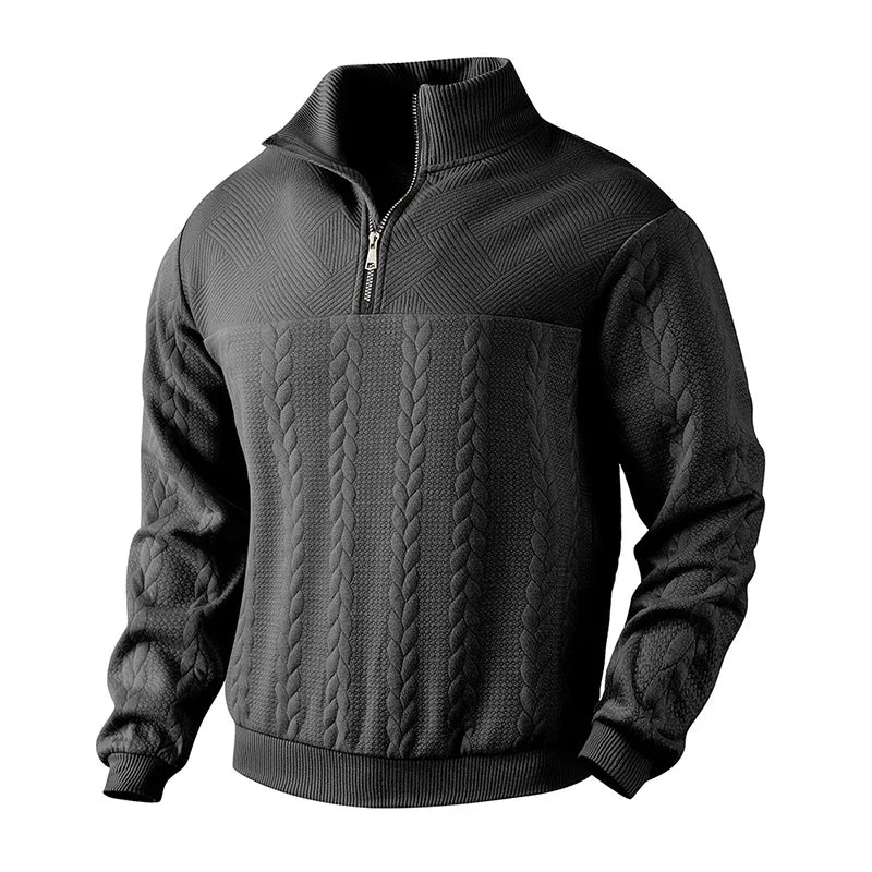 Gideon Men's Cable Knit Zip Up Sweater 1