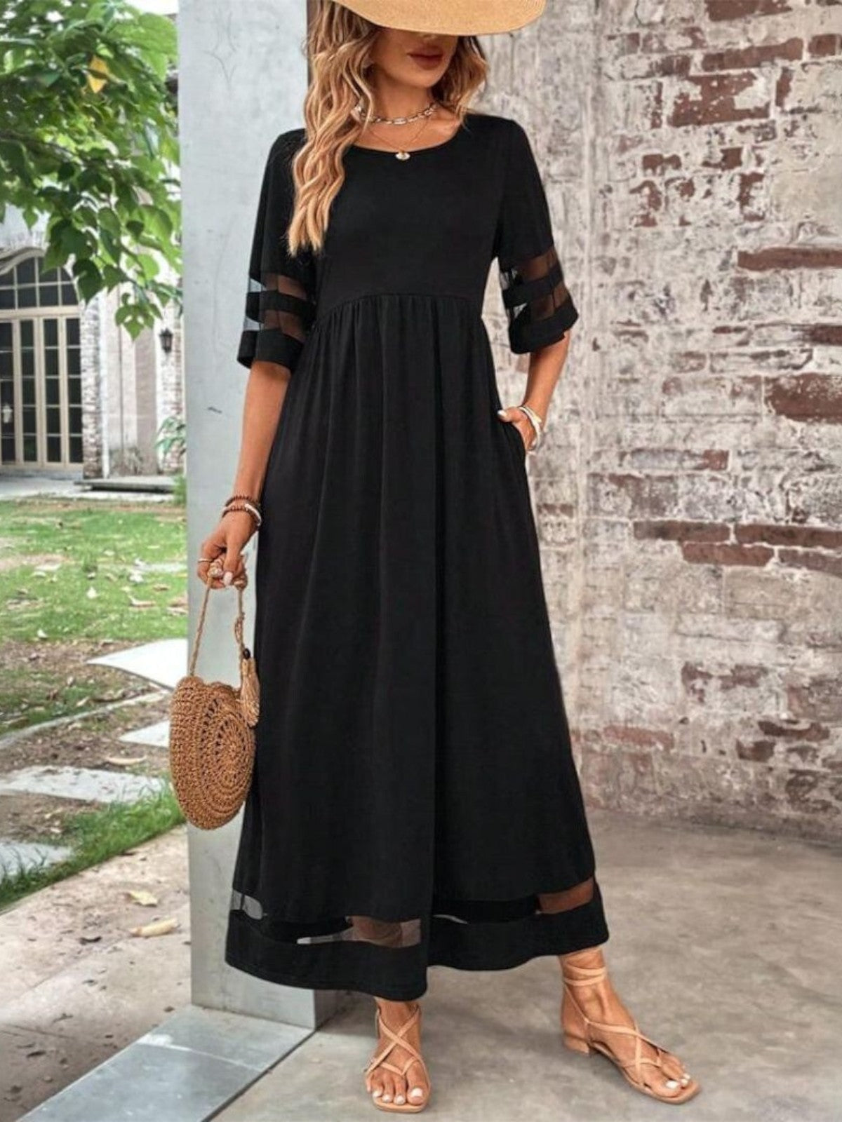 Grace Women's Mesh Panel Maxi Dress 1