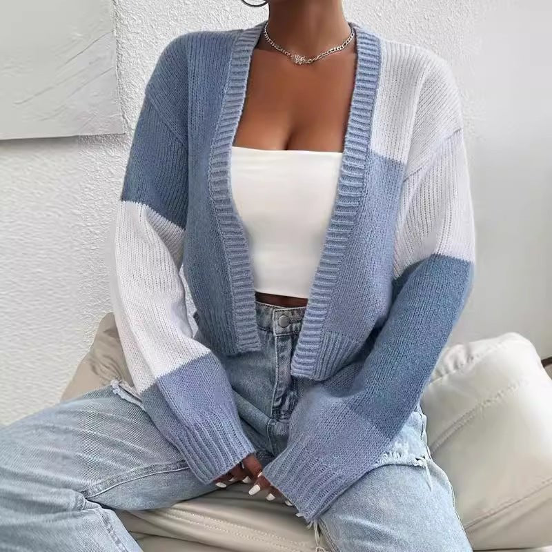 Women's Cropped Oversized Cardigan - Sky Blue