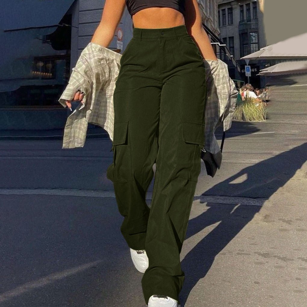 Women's High-Waisted Cargo Pants - Armygreen