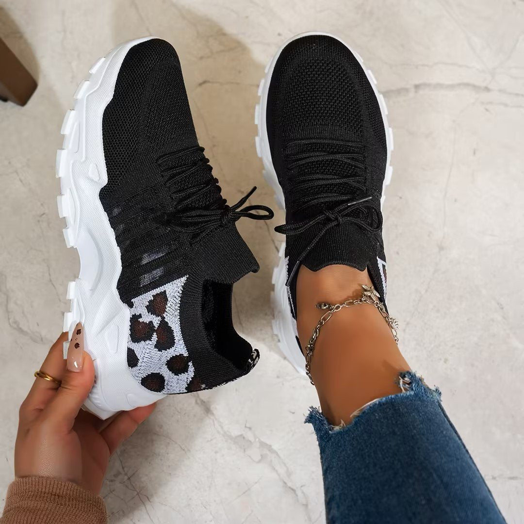 Women's Knit Platform Sneakers - Black/White