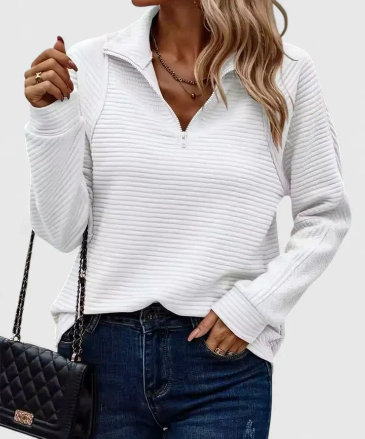 Women's Knit Quarter-Zip Pullover - White