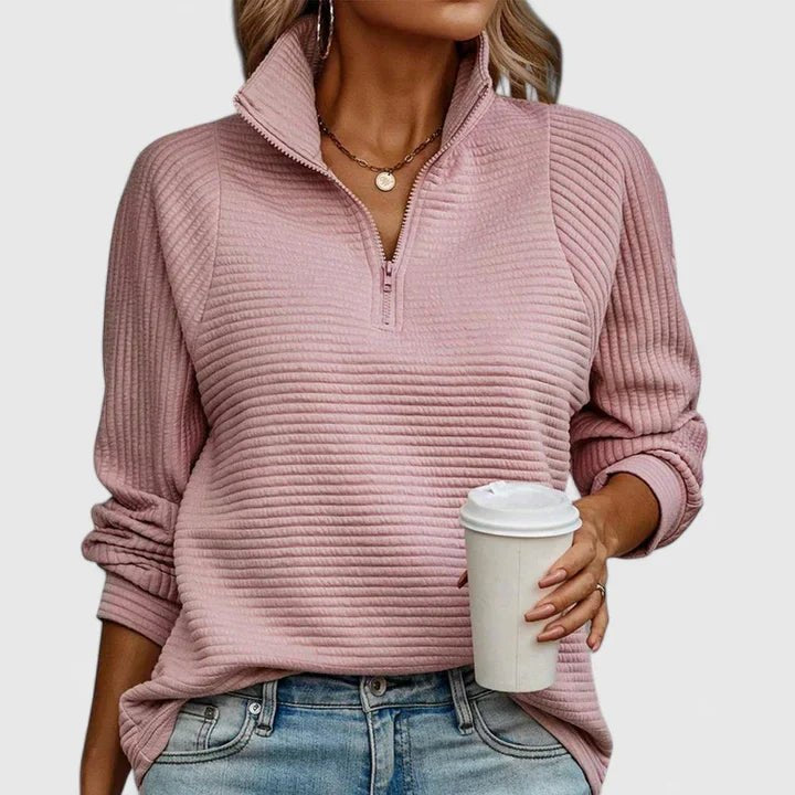 Women's Knit Quarter-Zip Pullover - Pink