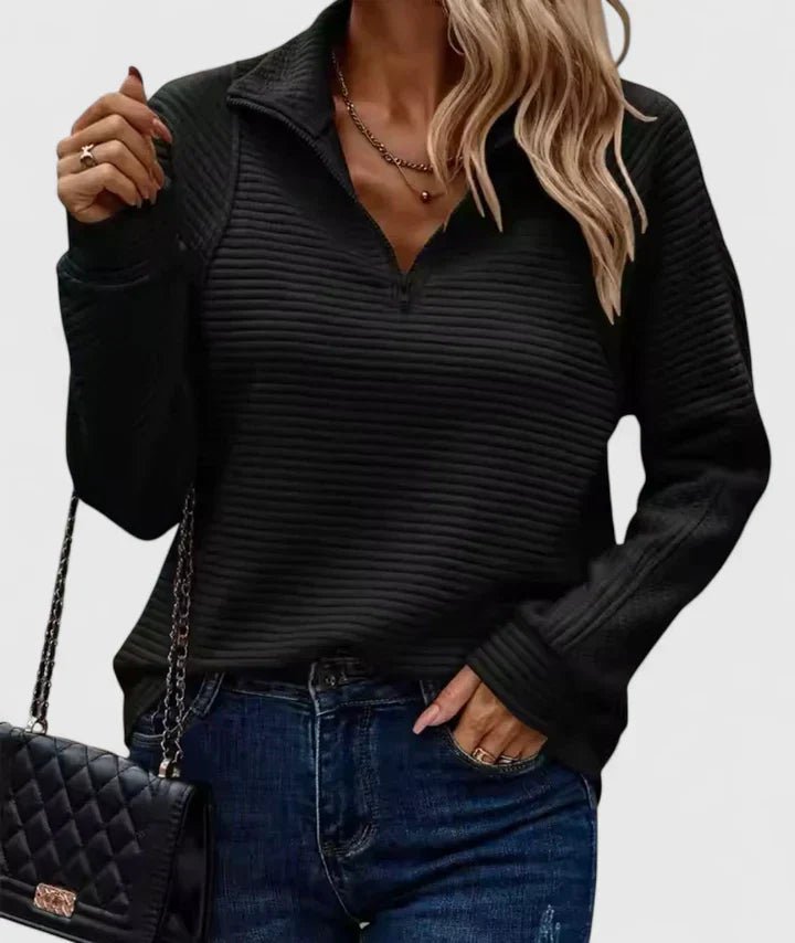 Women's Knit Quarter-Zip Pullover - Black