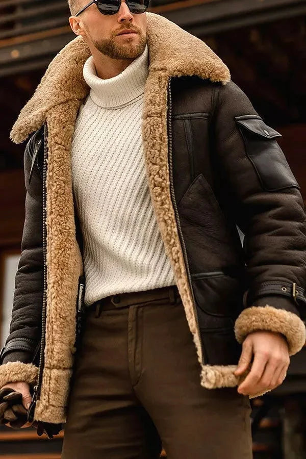 Harrison Men's Shearling Leather Bomber Jacket 4