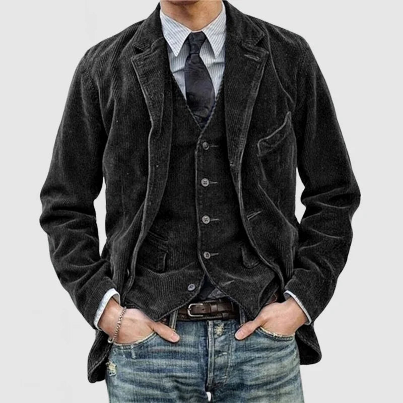 Harvey Men's Corduroy Double Breasted Blazer 1