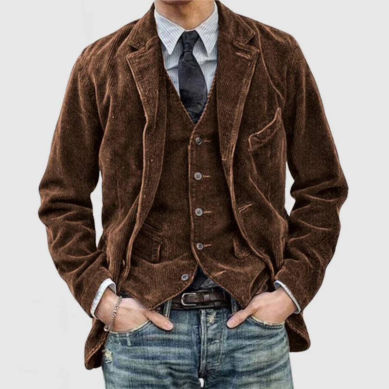 Harvey Men's Corduroy Double Breasted Blazer 3