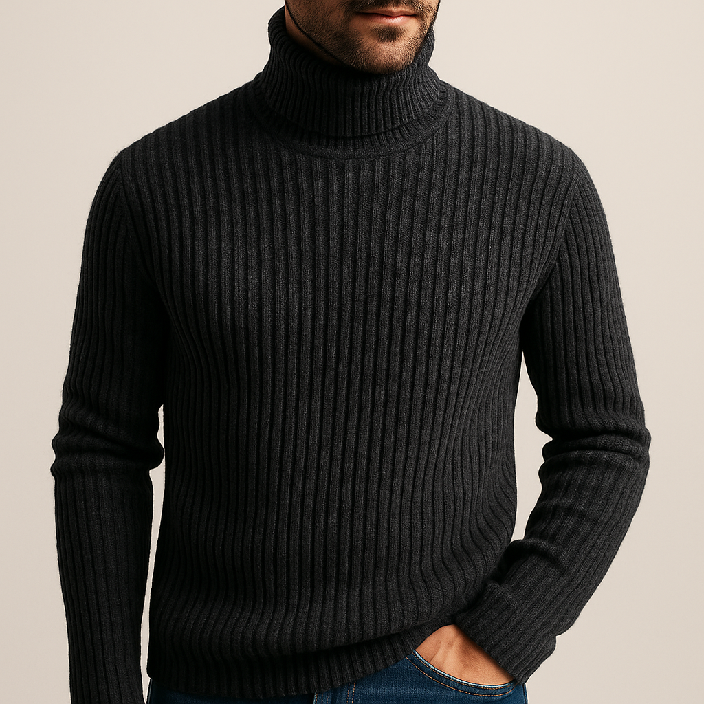 Harvey Men's Ribbed Turtleneck Sweater 1