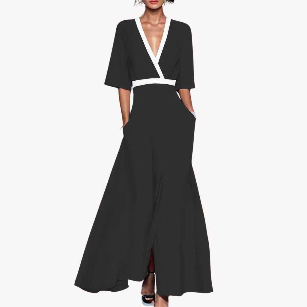Hazel Women's Deep V Neck Maxi Dress 1