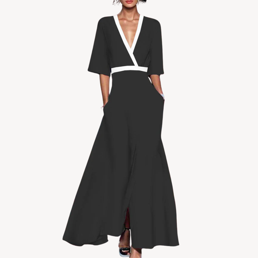 Hazel Women's Deep V Neck Maxi Dress 1