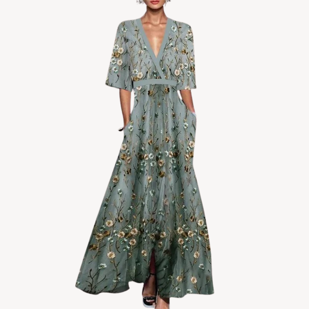 Hazel Women's Deep V Neck Maxi Dress 2