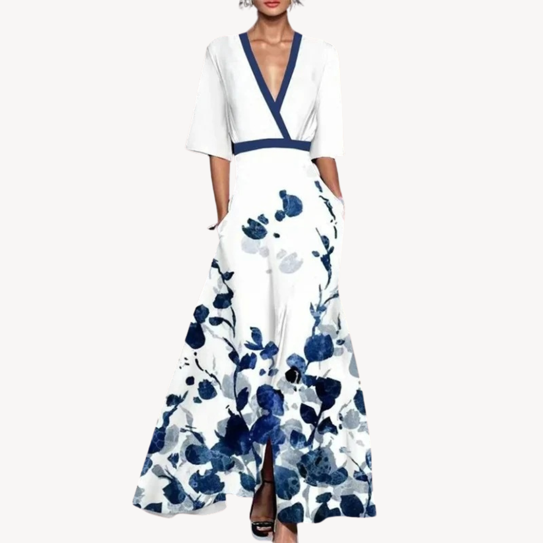 Hazel Women's Deep V Neck Maxi Dress 5