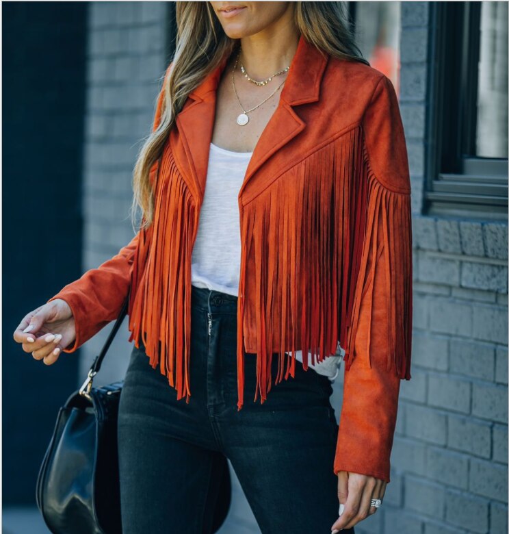 Hazel Women's Fringe Leather Jacket 2