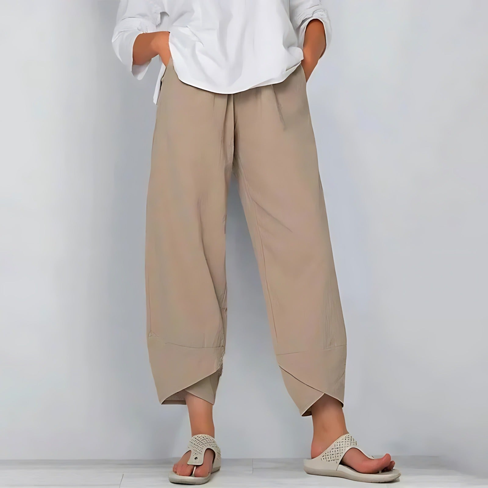 High Waisted Barrel Pants - Khaki