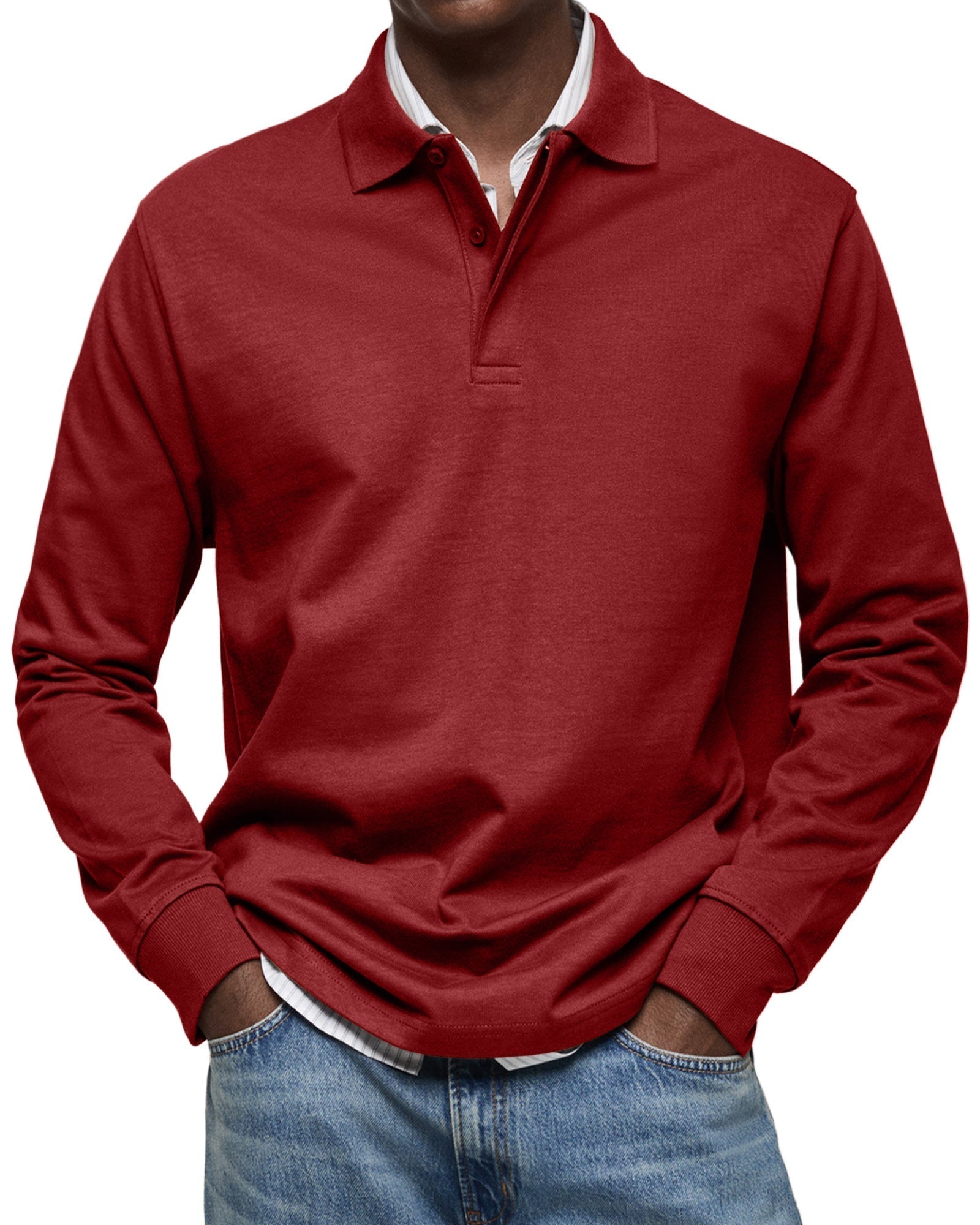 Isaac Men's Cotton Long Sleeve Polo Shirt 10