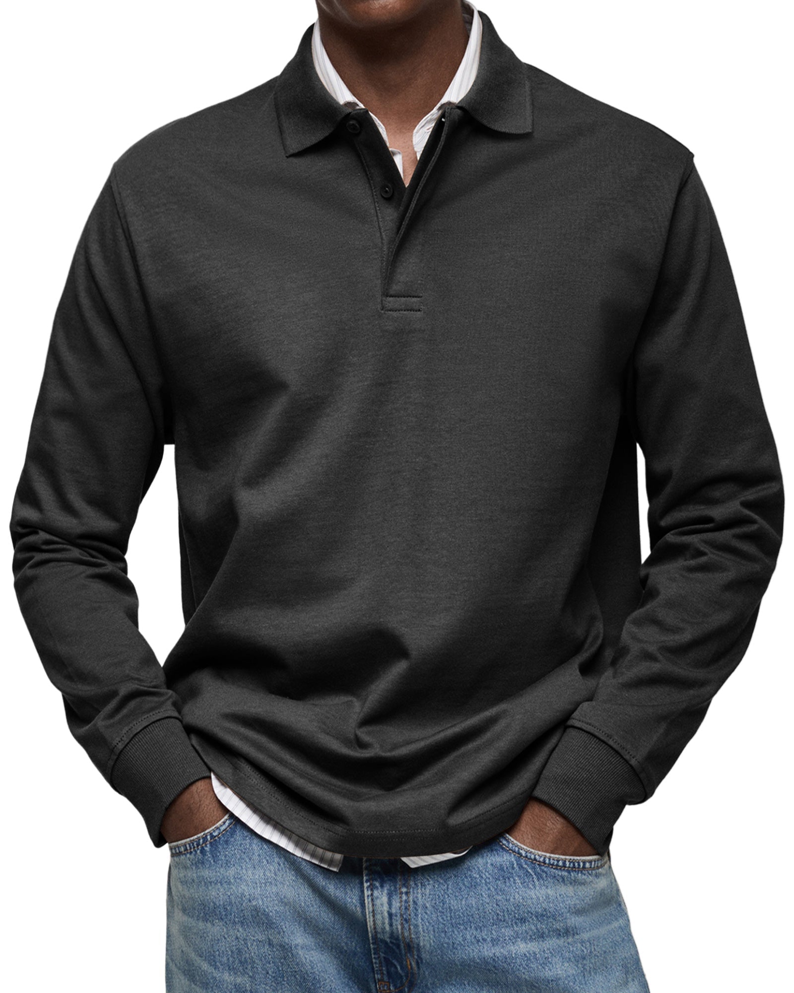 Isaac Men's Cotton Long Sleeve Polo Shirt 3