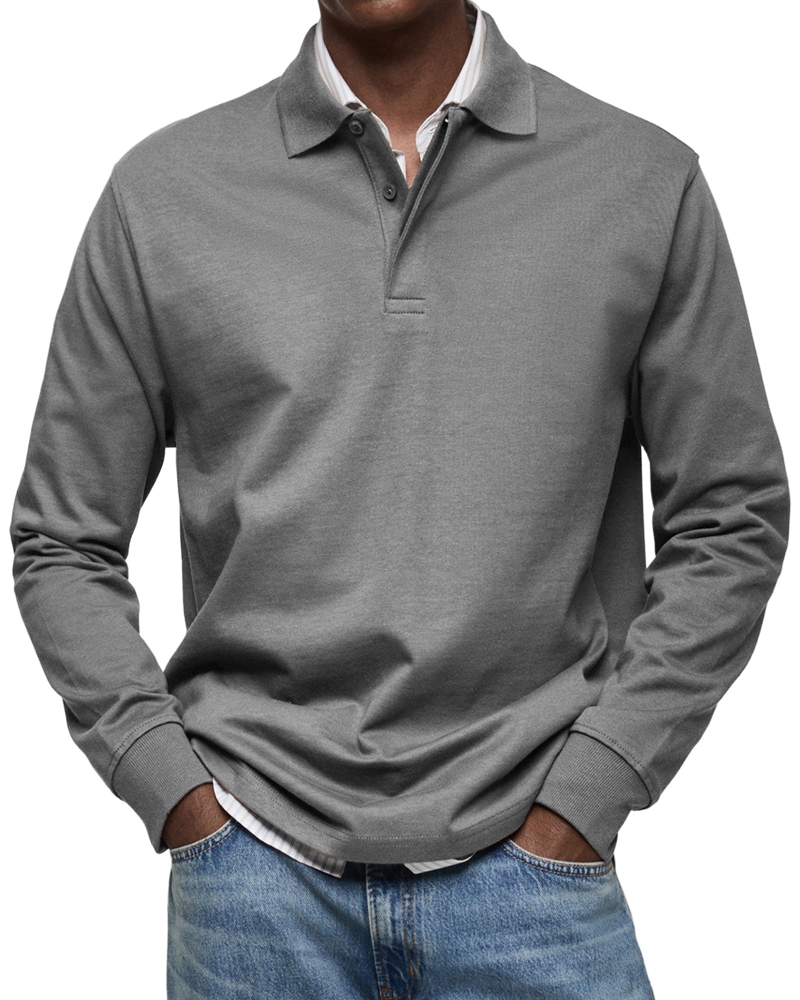 Isaac Men's Cotton Long Sleeve Polo Shirt 5