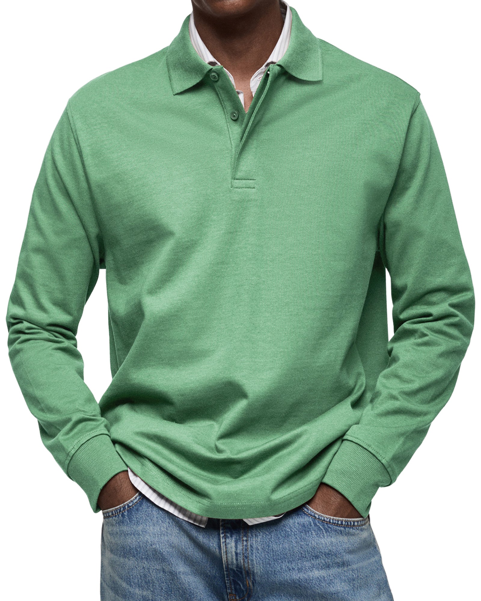 Isaac Men's Cotton Long Sleeve Polo Shirt 6